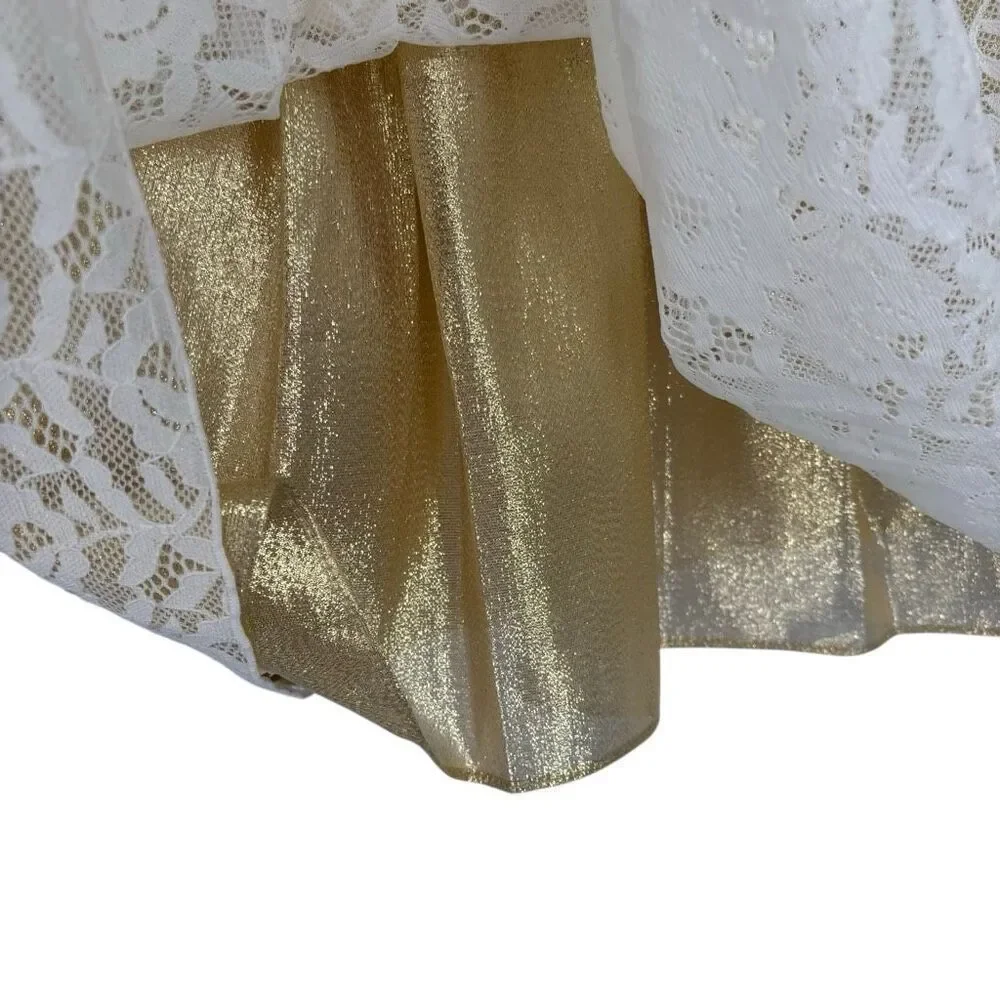 Youngland Girls Lace Dress with‎ Sparkle Waistband Cream/Gold Girls Size 4T NWT